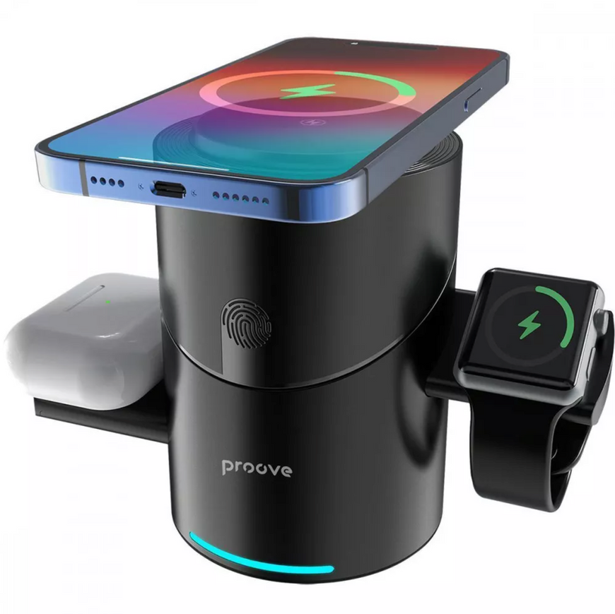 Бездротовий зарядний пристрій 3 в 1 Proove Optimus 15W. Модульна магнітна зарядна станція-тубус 0229 фото