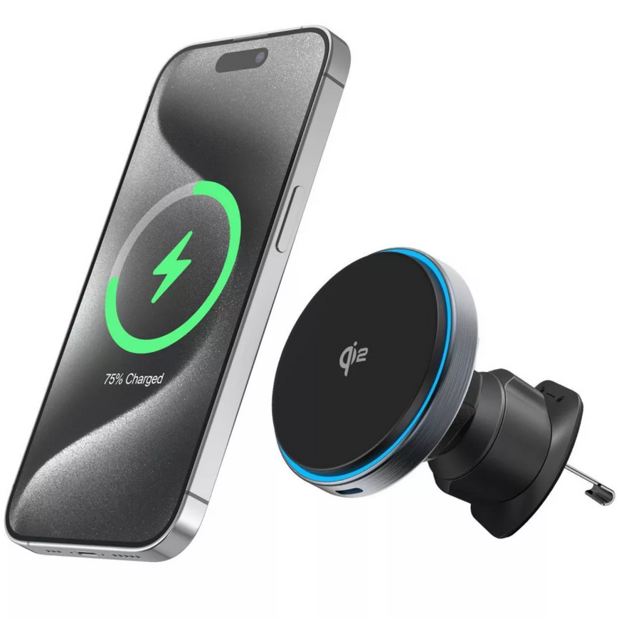 Proove Titanium Circle Qi2 15W &ndash; магнитный автодержатель для телефона с беспроводной зарядкой, поддержкой MagSafe и Magnetic Ring 0711 фото