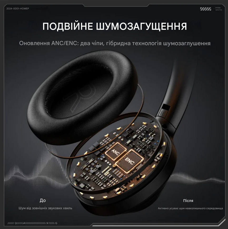 Повнорозмірні геймерські Bluetooth навушники з подвійним шумоподавленням ANC/ENC для стрімів та ігор Onikuma GT811 0312 фото