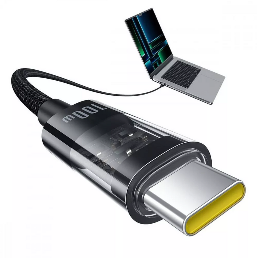 Мощный кабель Baseus Gem Series Type-C to Type-C 100W 20V 6A для iPhone 16 Pro Max и MacBook 0410 фото