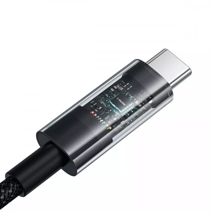 Мощный кабель Baseus Gem Series Type-C to Type-C 100W 20V 6A для iPhone 16 Pro Max и MacBook 0410 фото