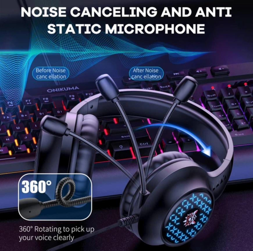 Навушники для ПК та консолей Onikuma X7 PRO з мікрофоном та RGB-підсвіткою 0169 фото