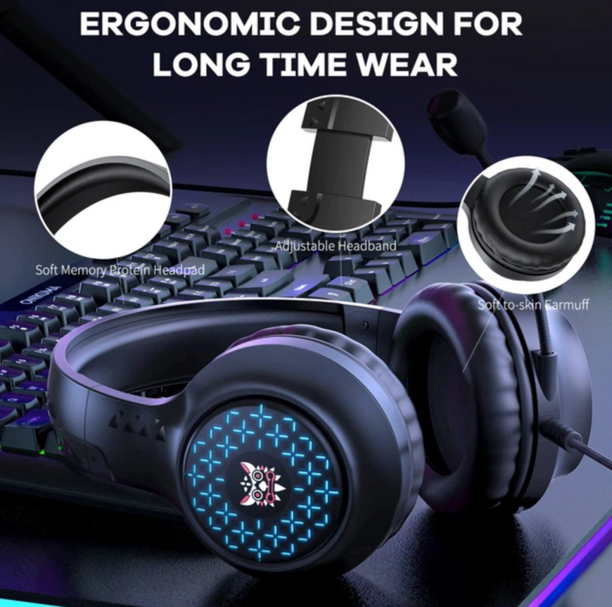 Навушники для ПК та консолей Onikuma X7 PRO з мікрофоном та RGB-підсвіткою 0169 фото