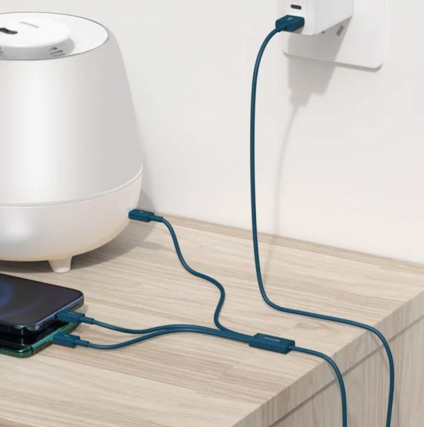 Кабель для зарядки Baseus Superior Fast Charging 3-в-1, швидка зарядка 3.5A, 1.5 м (Micro USB+Lightning+Type-C)  0113 фото