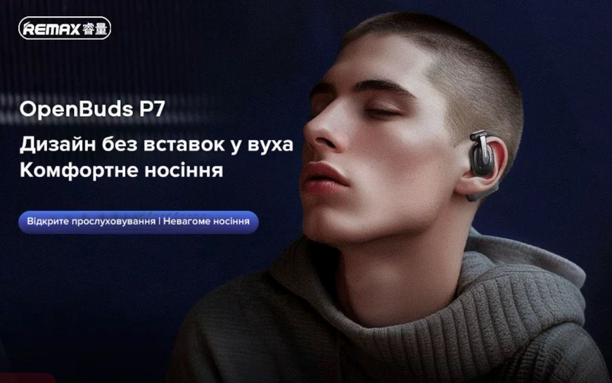 Бездротові спортивні навушники для бігу Remax P7 OpenBuds. Вологозахист IPX4, кріплення за вухо, активне шумозаглушення ANC. 0134 фото