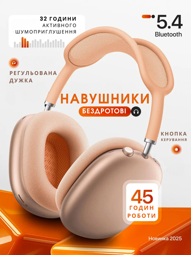 Бездротові навушники Hoco W65 Plus ANC з шумоподавленням. Повнорозмірні Bluetooth навушники Hoco W65 Подс макс з ANC та режимом прозорості orange 0325 фото