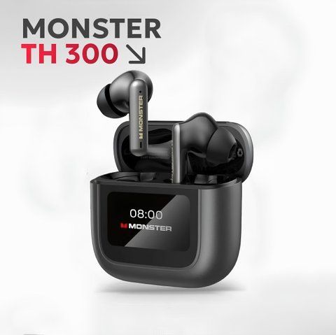 Беспроводные вакуумные наушники Monster TH300 с LED-дисплеем и ANC шумоподавлением + ENC 0436 фото