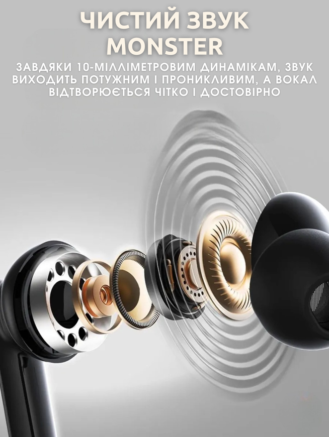 Бездротові вакуумні навушники Monster TH300 з LED-дисплеєм та ANC шумозаглушенням + ENC 0436 фото