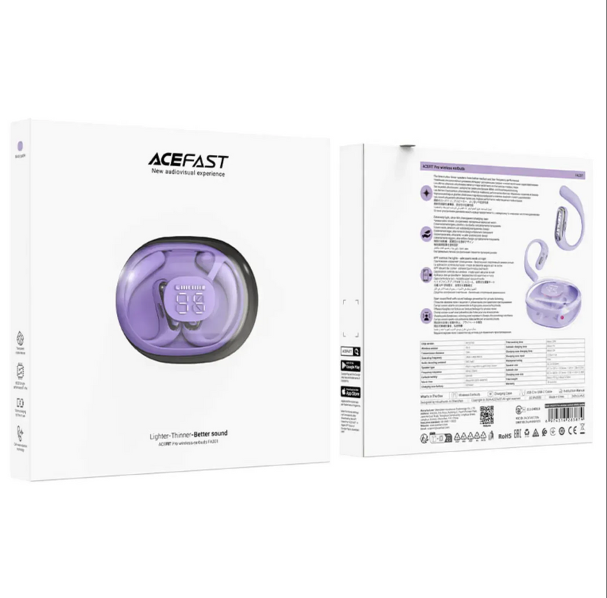 Спортивная гарнитура ACEFAST AceFit Pro с индикаторами LED. Беспроводные спортивные наушники, Open-Ear дизайн, LED подсветка, защита IP54. 0215 фото