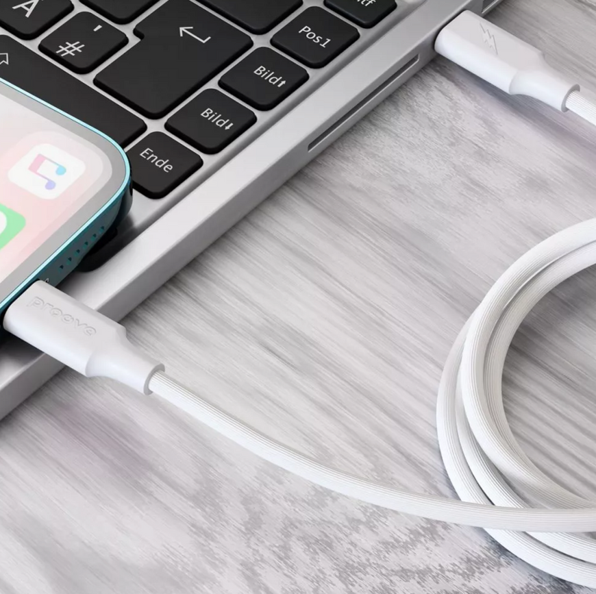 М'який силіконовий кабель Proove Striped Silicone Type-C to Lightning 3A для швидкої зарядки iPhone 1м 0402 фото
