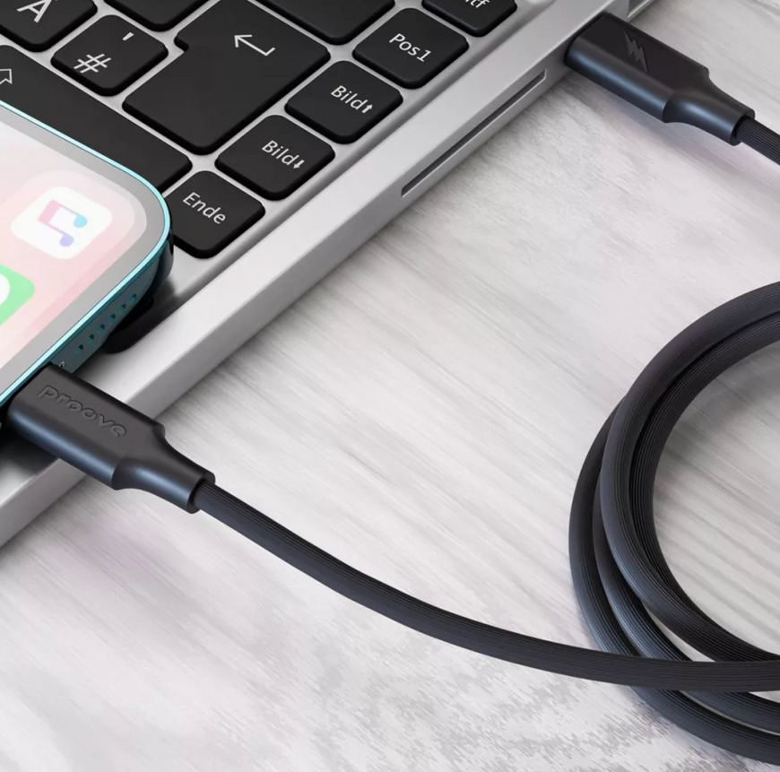 М'який силіконовий кабель Proove Striped Silicone Type-C to Lightning 3A для швидкої зарядки iPhone 1м 0402 фото