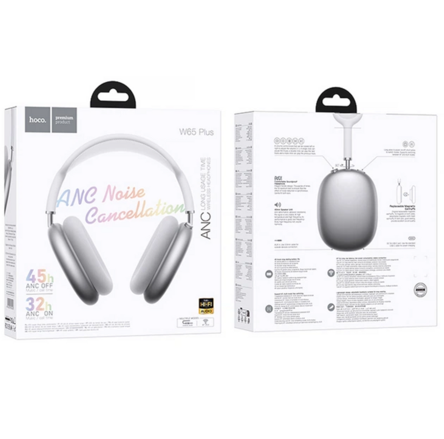 Бездротові навушники Hoco W65 Plus ANC. Повнорозмірні Bluetooth навушники з активним шумозаглушенням 0327 фото