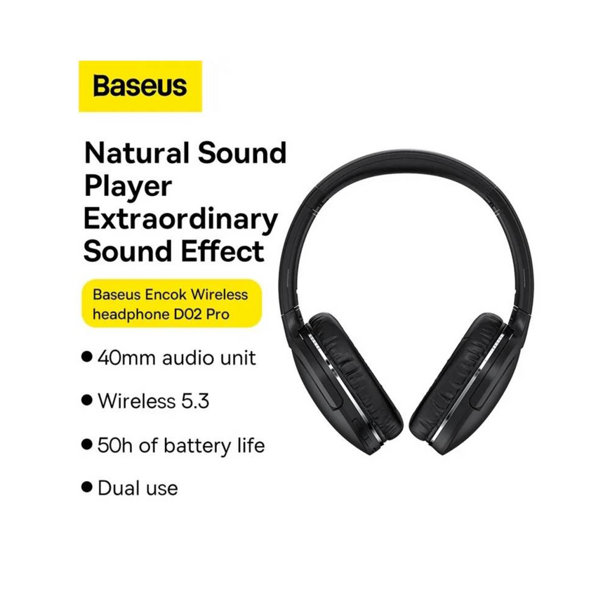 Bluetooth-навушники Baseus Encok D02 Pro зі складною конструкцією. Бездротові повнорозмірні навушники для iOS та Android 0039 фото