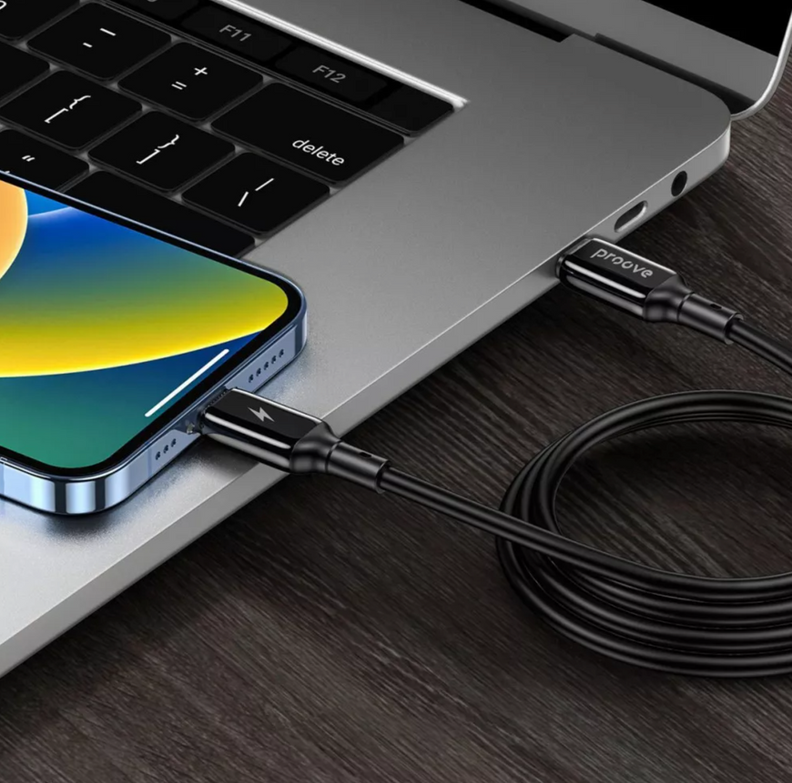 Міцний силіконовий кабель для швидкого заряджання iPhone та iPad Proove Flex Metal Type-C to Lightning 27W 0404 фото