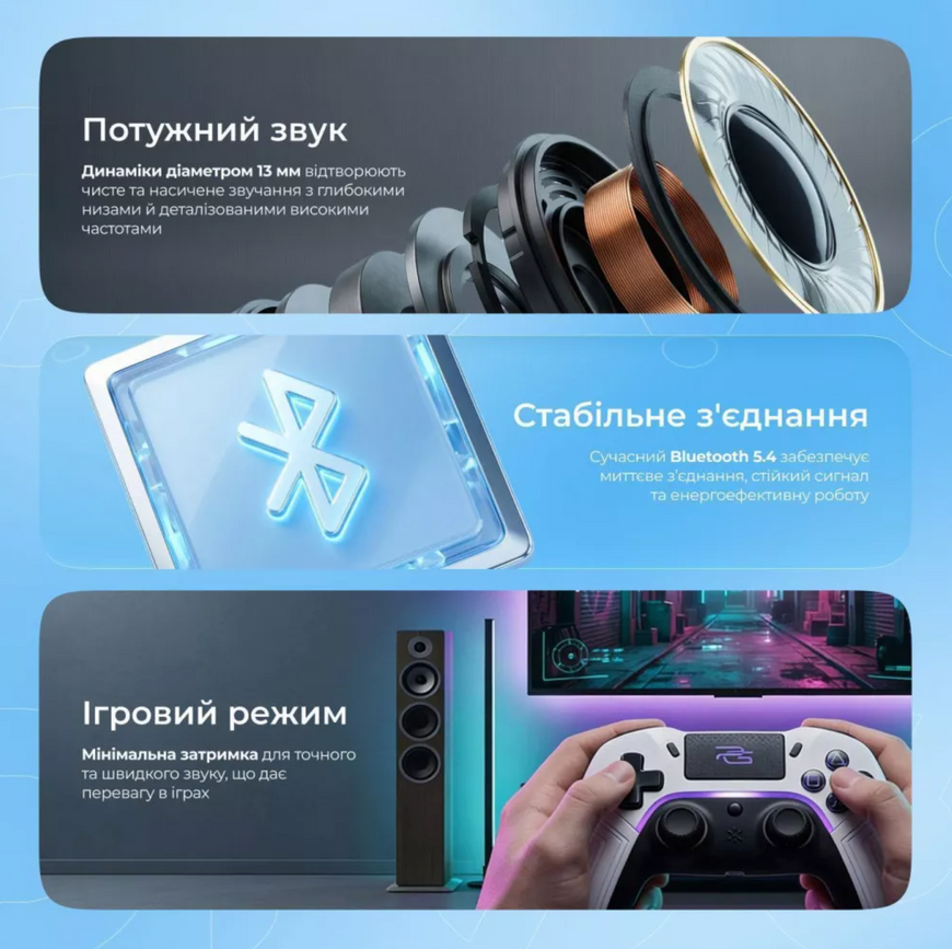 Беспроводные TWS наушники Proove Digital Pro с дисплеем, игровым режимом и шумоподавлением ANC 0473 фото