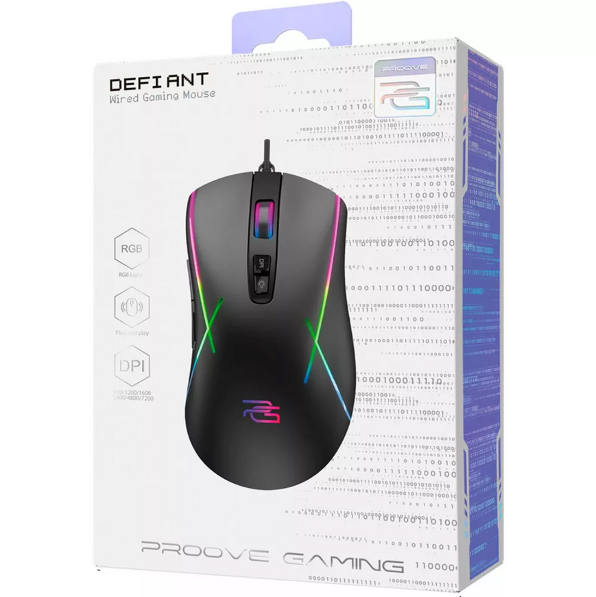 Дротова ігрова миша Proove Gaming Defiant Black. Геймерська миша з 7 функціональними клавішами для ПК та ноутбука (Windows/Linux) 0733 фото