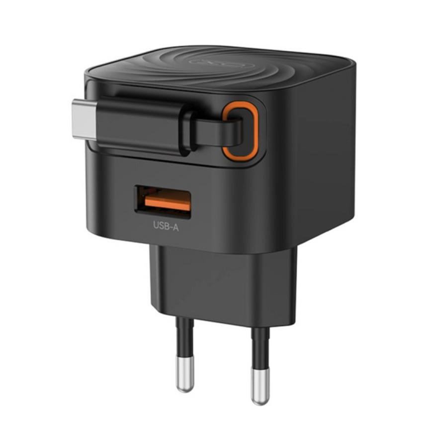 Сетевое зарядное устройство XO L165 Telescopic PD 20W + кабель Type-C. Быстрая зарядка с кабелем Type-C в комплекте 0388 фото