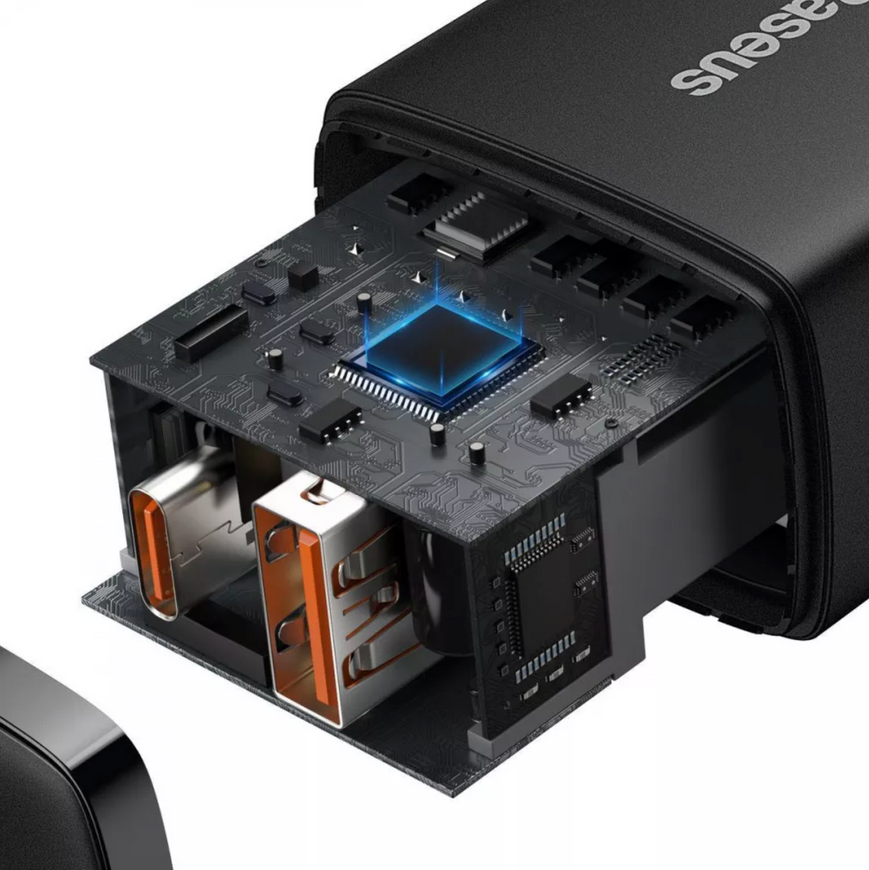 Мережевий зарядний пристрій Baseus Compact Quick Charger 20W (USB + Type-C). Швидка зарядка Baseus для iPhone та Android 0346 фото