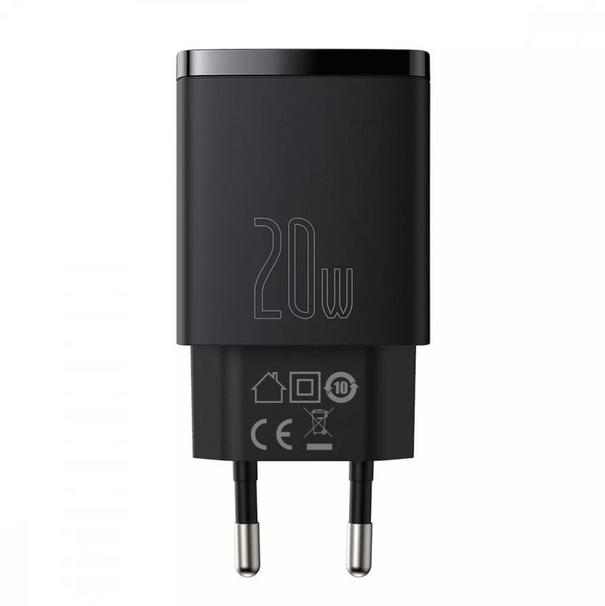 Мережевий зарядний пристрій Baseus Compact Quick Charger 20W (USB + Type-C). Швидка зарядка Baseus для iPhone та Android 0346 фото