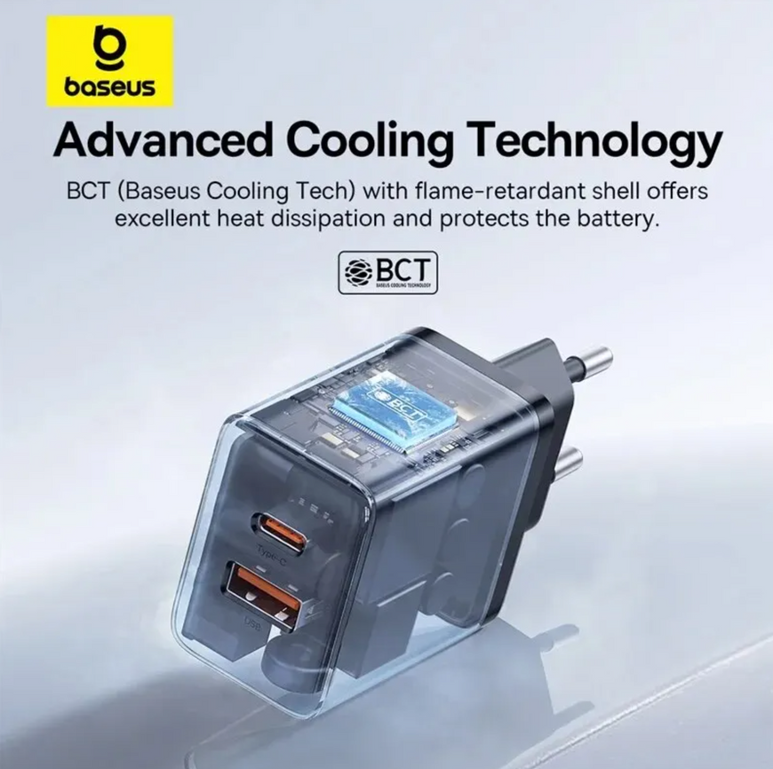 Мережевий зарядний пристрій Baseus Compact Quick Charger 20W (USB + Type-C). Швидка зарядка Baseus для iPhone та Android 0346 фото