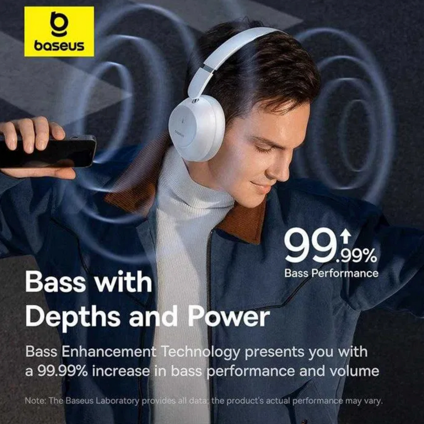 Бездротові повнорозмірні Bluetooth навушники Baseus Bass 30 Max. Накладні навушники Baseus для роботи та музики з глибоким басом 0328 фото