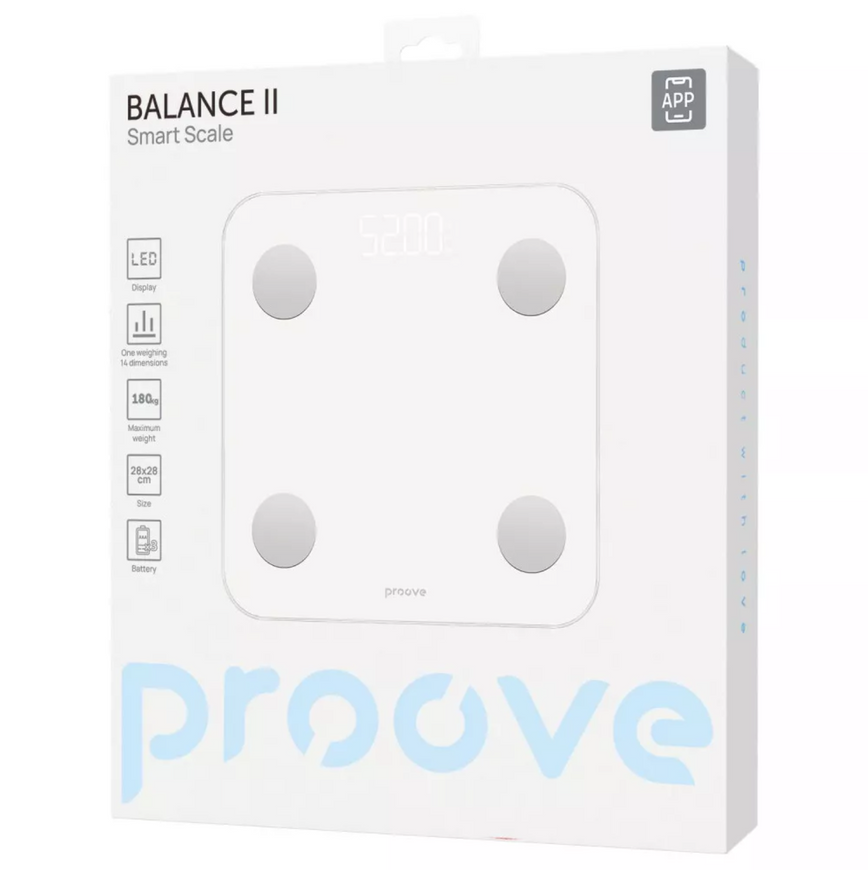 Разумные напольные смарт весы Proove Balance II с Bluetooth и LED-дисплеем 0531 фото
