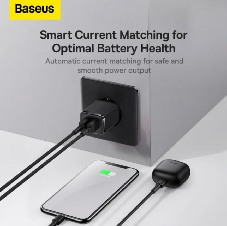 Адаптер Baseus Compact Charger  10.5W  2USB для одночасної зарядки 2 пристроїв. Зарядний пристрій Baseus з інтелектуальним захистом 0258 фото