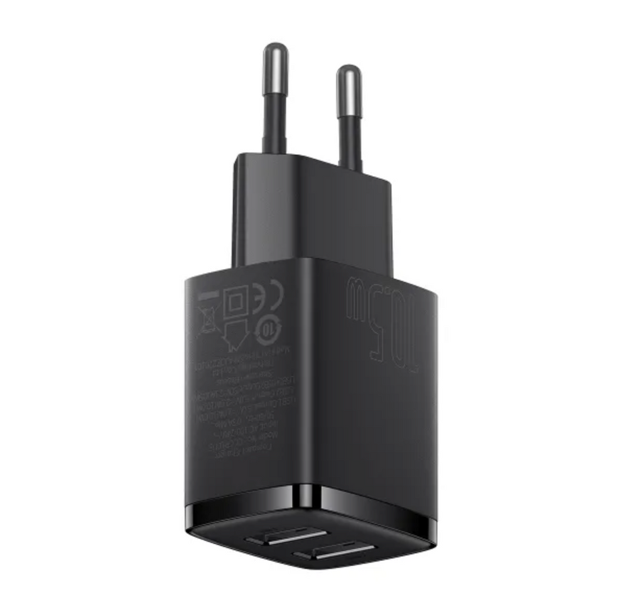 Адаптер Baseus Compact Charger  10.5W  2USB для одночасної зарядки 2 пристроїв. Зарядний пристрій Baseus з інтелектуальним захистом 0258 фото