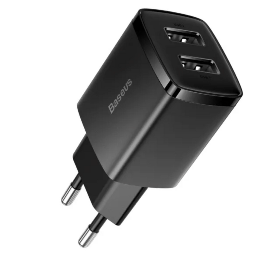 Адаптер Baseus Compact Charger  10.5W  2USB для одночасної зарядки 2 пристроїв. Зарядний пристрій Baseus з інтелектуальним захистом 0258 фото