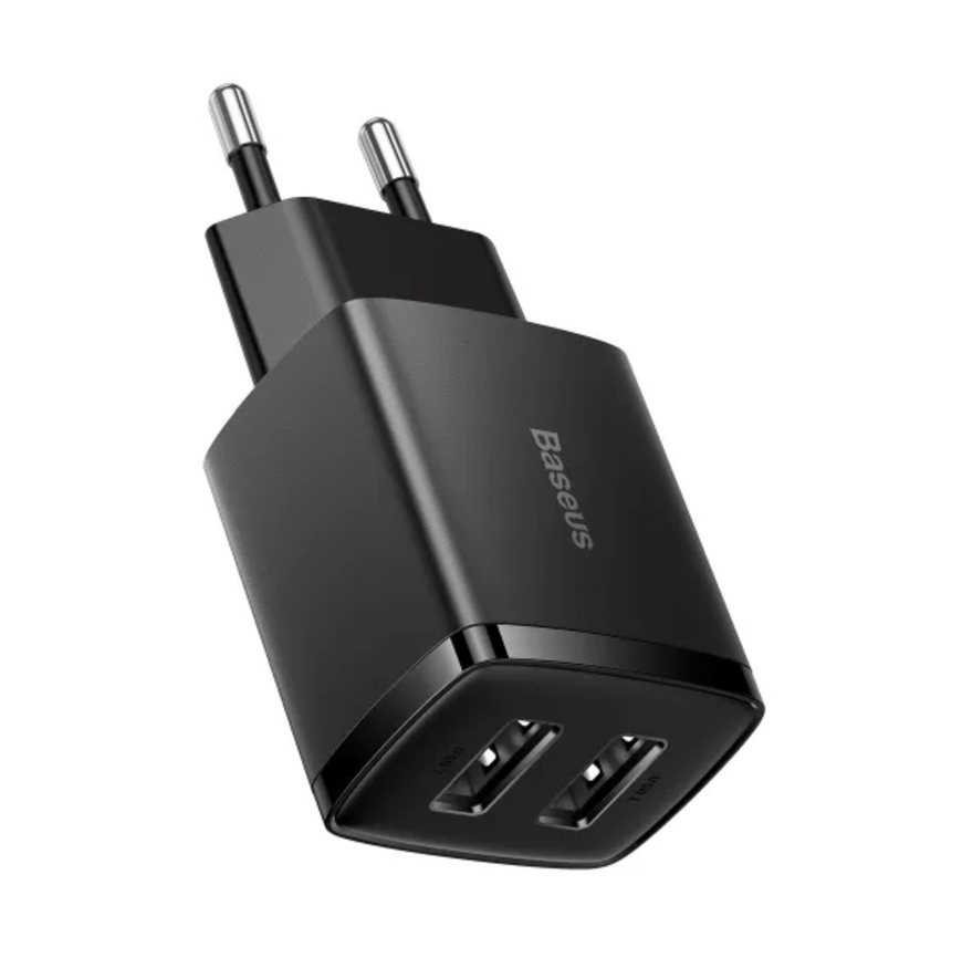 Адаптер Baseus Compact Charger  10.5W  2USB для одночасної зарядки 2 пристроїв. Зарядний пристрій Baseus з інтелектуальним захистом 0258 фото