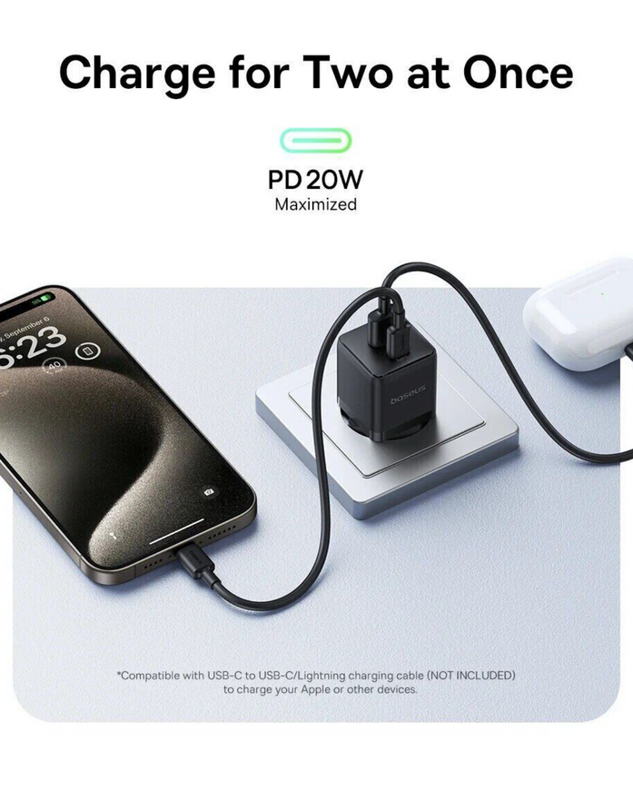 Мережевий зарядний пристрій Baseus Palm Fast Charger 20W Type-C. Адаптер живлення з підтримкою швидкого заряджання для iPhone 0259 фото