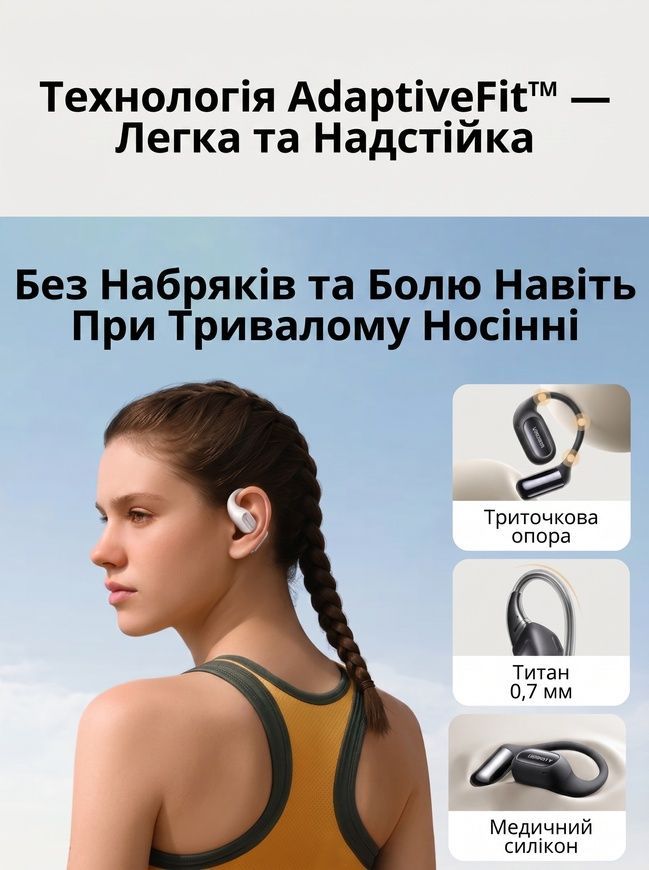 Спортивные беспроводные открытые наушники UGREEN WS213 FitBuds Open-Ear с 4 микрофонами 0542 фото