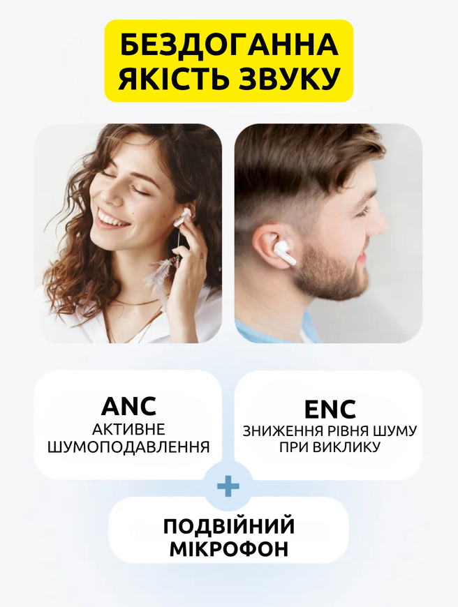 Бездротові навушники Proove Blitz TWS з активним шумопоглинанням (ANC). Вакуумні блютуз навушники Proove Blitz 0133 фото