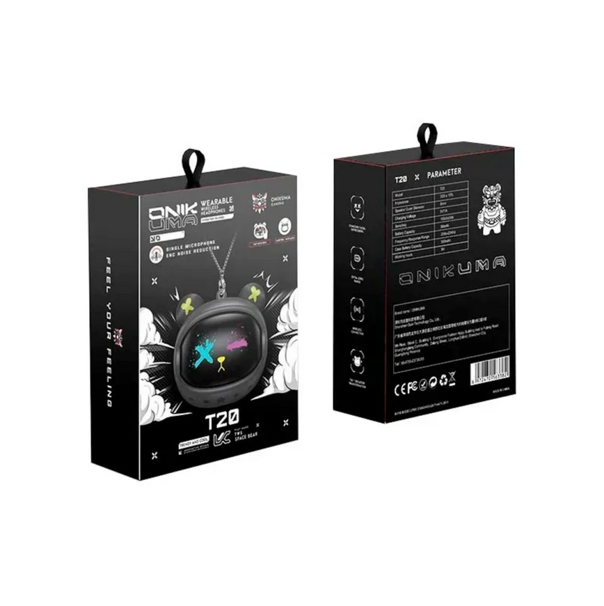 Ігрові Bluetooth навушники Onikuma T20. Бездротові вакуумні навушники Онікума для геймерів та меломанів 0122 фото