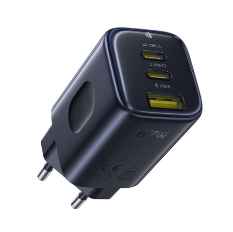 Мережевий зарядний пристрій Baseus PicoGo 67w Mini GaN 2xUSB-C + USB-A. Швидкий зарядний пристрій для ноутбуків та смартфонів 0193 фото