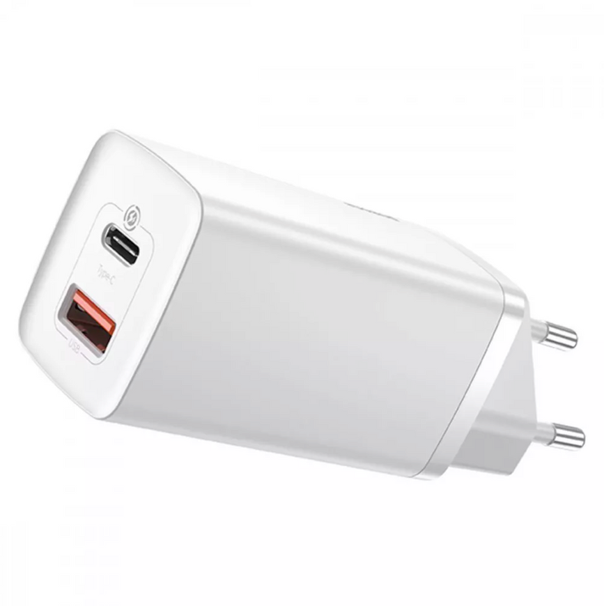 Мережевий зарядний пристрій Baseus Quick GaN2 Lite 65W USB + Type-C. Універсальний блок живлення з підтримкою PD для смартфонів, MacBook та iPhone  0192 фото