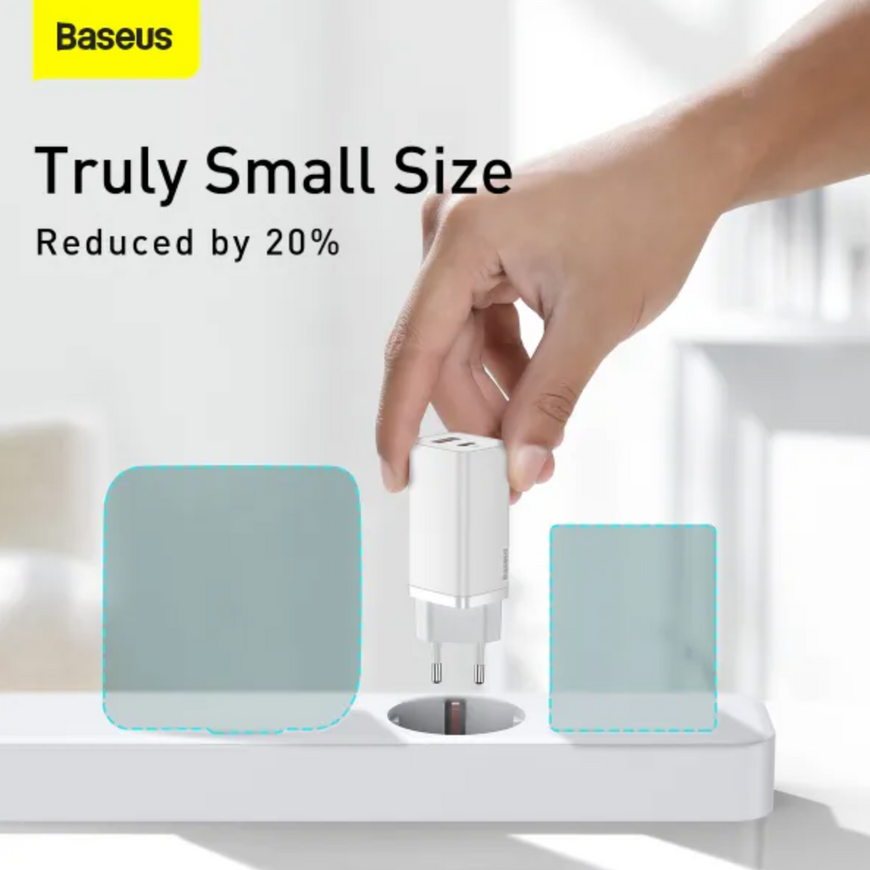 Мережевий зарядний пристрій Baseus Quick GaN2 Lite 65W USB + Type-C. Універсальний блок живлення з підтримкою PD для смартфонів, MacBook та iPhone  0192 фото