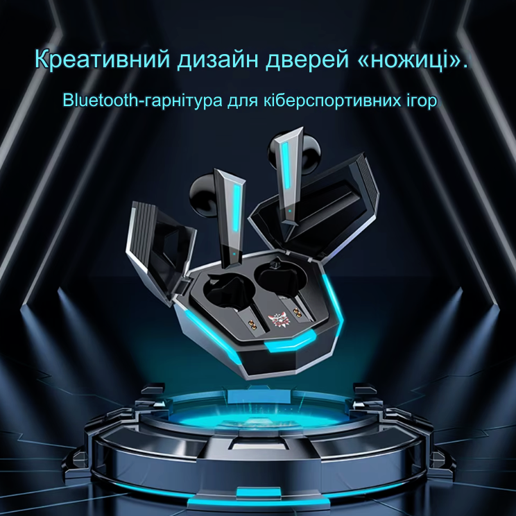 Игровые беспроводные Bluetooth-наушники Onikuma T32 с микрофоном и LED-подсветкой. Геймерские TWS-наушники 0285 фото
