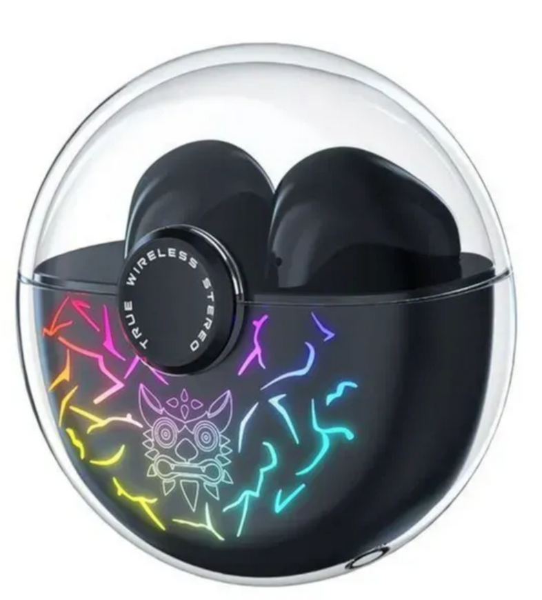 Игровые Bluetooth-наушники Onikuma T35 с RGB-подсветкой: прозрачный кейс и игровой режим. Беспроводные Bluetooth-наушники Оникума. 0053 фото