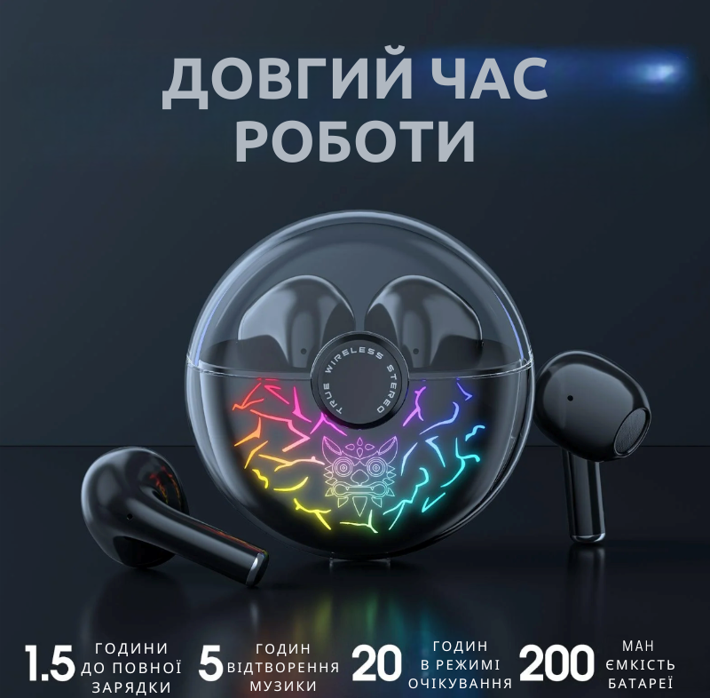 Игровые Bluetooth-наушники Onikuma T35 с RGB-подсветкой: прозрачный кейс и игровой режим. Беспроводные Bluetooth-наушники Оникума. 0053 фото