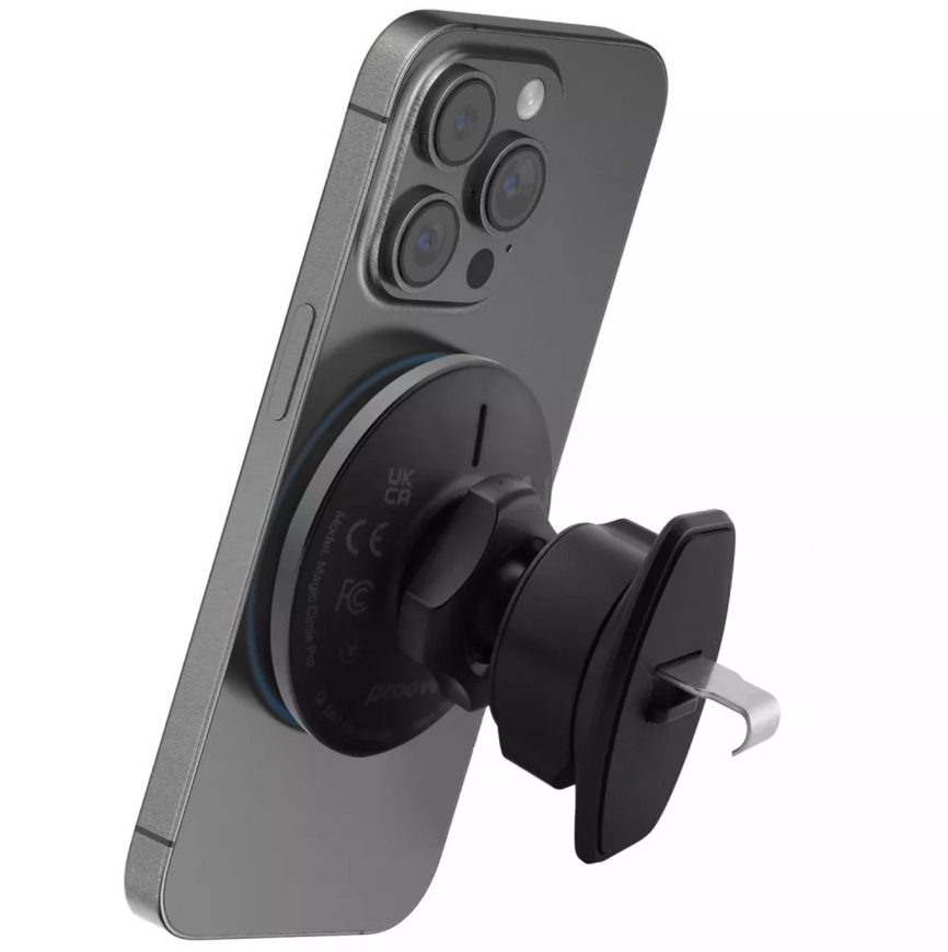 Автодержатель магнитный для телефона с беспроводной зарядкой Proove Magic Circle Pro 15W с поддержкой MagSafe и Magnetic Ring 0443 фото