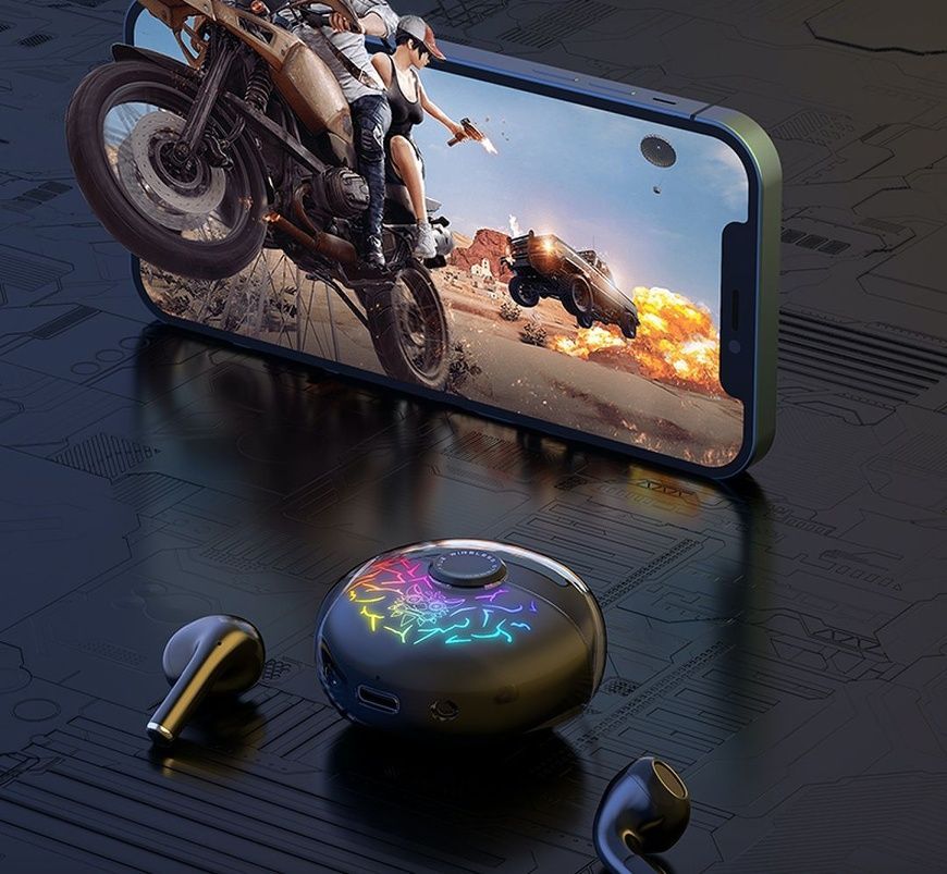 Игровые Bluetooth-наушники Onikuma T35 с RGB-подсветкой: прозрачный кейс и игровой режим. Беспроводные Bluetooth-наушники Оникума. 0053 фото
