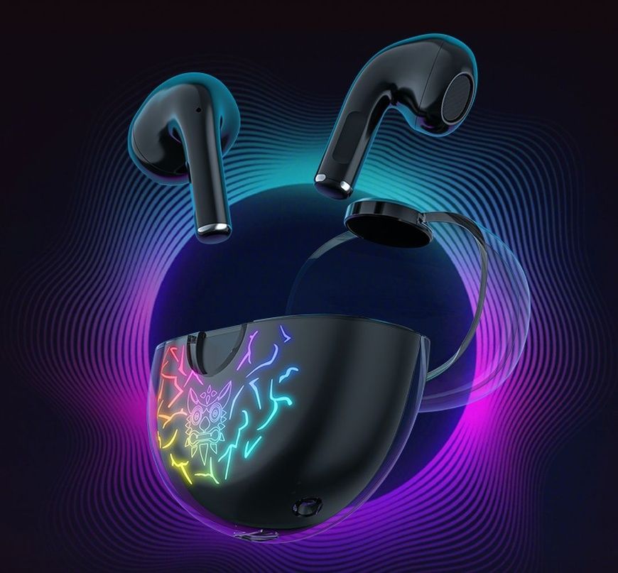Игровые Bluetooth-наушники Onikuma T35 с RGB-подсветкой: прозрачный кейс и игровой режим. Беспроводные Bluetooth-наушники Оникума. 0053 фото