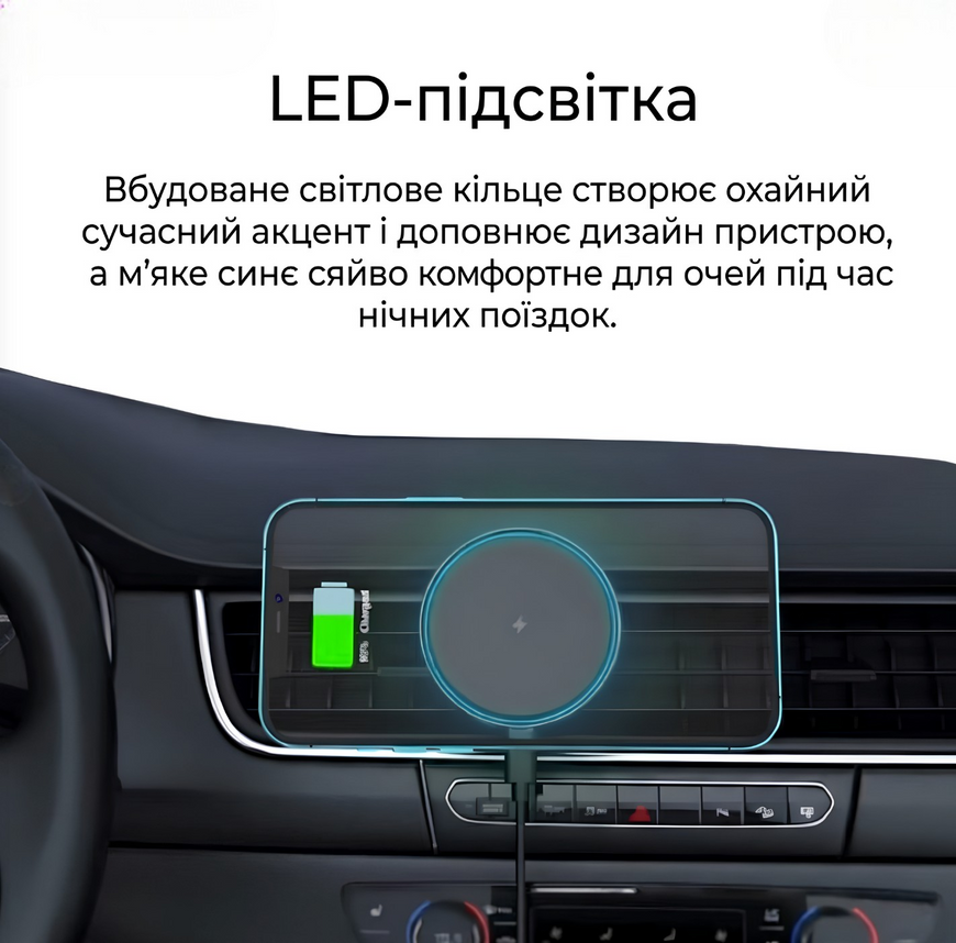 Автодержатель магнитный для телефона с беспроводной зарядкой Proove Magic Circle Pro 15W с поддержкой MagSafe и Magnetic Ring 0443 фото