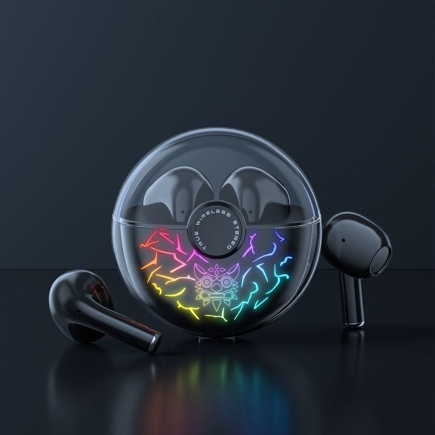 Игровые Bluetooth-наушники Onikuma T35 с RGB-подсветкой: прозрачный кейс и игровой режим. Беспроводные Bluetooth-наушники Оникума. 0053 фото