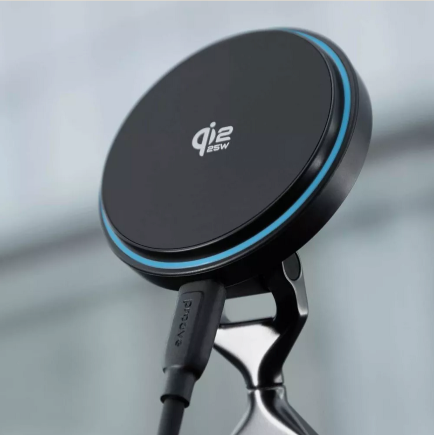 Магнитный автодержатель Proove JetLock Qi2.2 25W с беспроводной зарядкой (MagSafe/Magnetic Ring) на вакуумной присоске 0446 фото