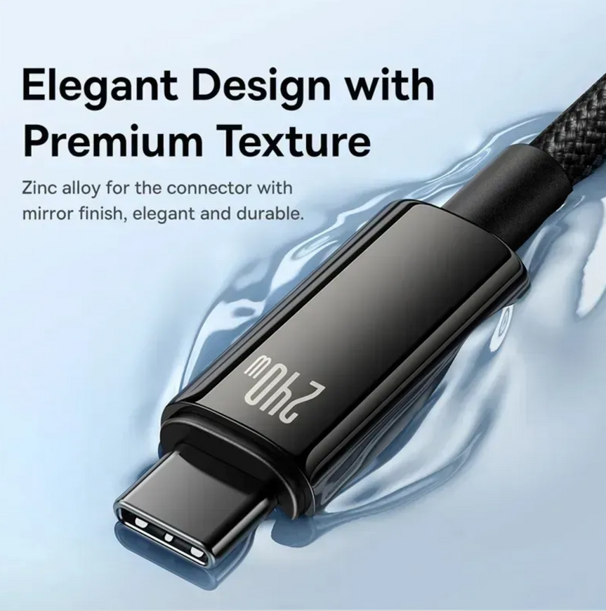 Кабель Baseus Tungsten Gold Fast Charging Type-C to Type-C 240W 1 м &mdash; швидка зарядка та синхронізація 0414 фото