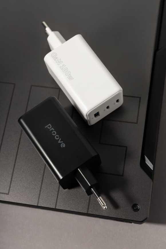 Потужна швидка зарядка Proove Pocket GaN 100W GaN-технологія. Мережевий зарядний пристрій Proove Pocket для ноутбуків та телефона 0190 фото