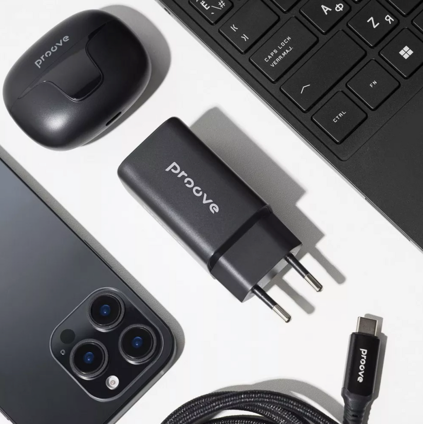Потужна швидка зарядка Proove Pocket GaN 100W GaN-технологія. Мережевий зарядний пристрій Proove Pocket для ноутбуків та телефона 0190 фото