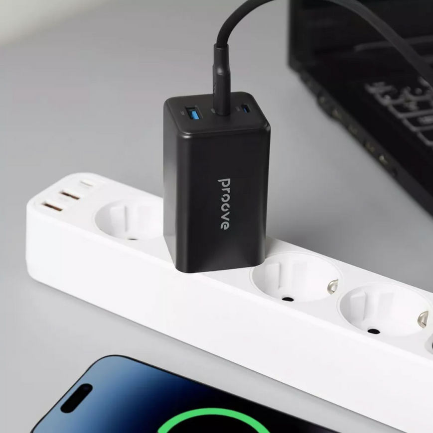 Потужна швидка зарядка Proove Pocket GaN 100W GaN-технологія. Мережевий зарядний пристрій Proove Pocket для ноутбуків та телефона 0190 фото